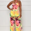Tropical Times Halter Top Jumpsuit (Pink Multi)