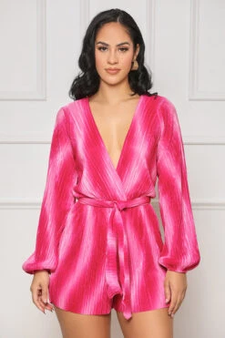 High Rise Hues Plunge Romper (Pink Multi)