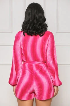 High Rise Hues Plunge Romper (Pink Multi) -Lilly's Kloset lilly7 5 2346198