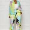 Summer Meadows Button Up Pants Set (Green Multi)