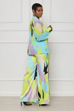 Summer Meadows Button Up Pants Set (Green Multi) -Lilly's Kloset lilly7 5 2346383