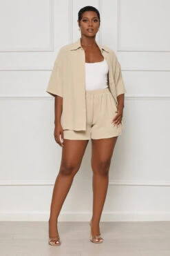 Hampton Weekend Short Set (Tan) -Lilly's Kloset lilly7 5 2346406