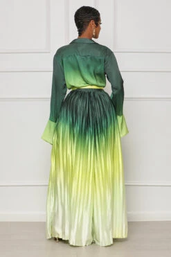 Nothing Basic Ombre Pleated Pants Set (Green Multi) -Lilly's Kloset lilly7 5 2346806