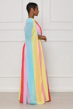 Easy Weekend Pleated Ombre Maxi Dress (Red Multi) -Lilly's Kloset lilly7 5 2346984