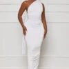 Focus On Me Ruched Backless Maxi Dress (White)
