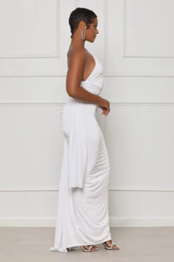 Focus On Me Ruched Backless Maxi Dress (White) -Lilly's Kloset lilly7 5 2347068