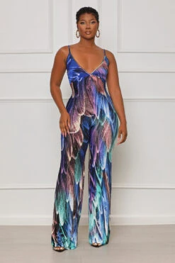 Keep Looking Abstract Jumpsuit (Blue Multi) -Lilly's Kloset lilly8 2 2353178