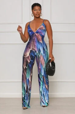 Keep Looking Abstract Jumpsuit (Blue Multi)
