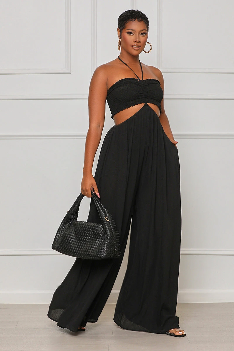 Keep It Going Wide Leg Halter Jumpsuit (Black) 4 Keep It Going Wide Leg Halter Jumpsuit (Black) - Image 4