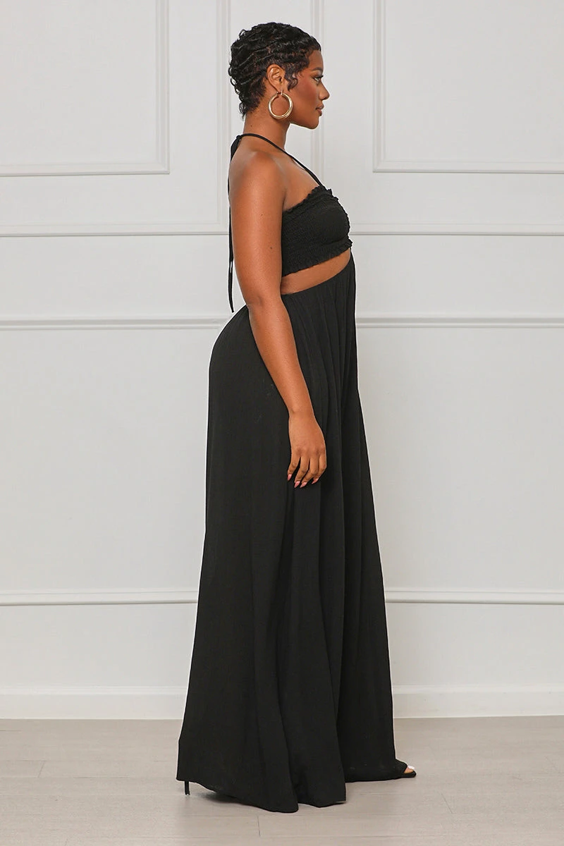 Keep It Going Wide Leg Halter Jumpsuit (Black) 3 Keep It Going Wide Leg Halter Jumpsuit (Black) - Image 3