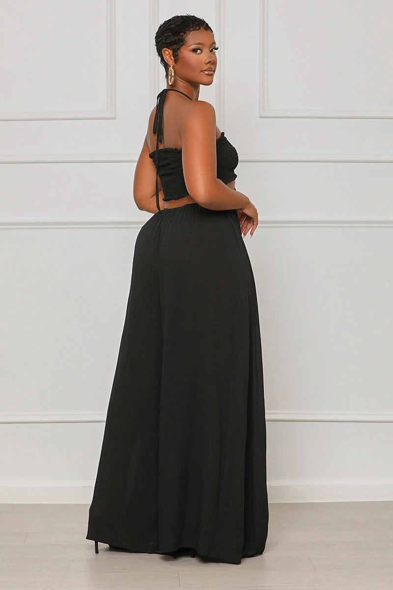 Keep It Going Wide Leg Halter Jumpsuit (Black) 2 Keep It Going Wide Leg Halter Jumpsuit (Black) - Image 2