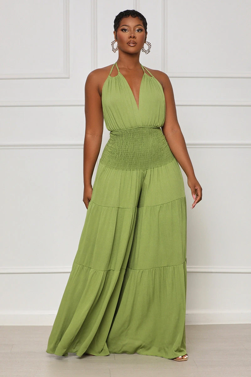 Enough Games Halter Jumpsuit (Green) 1 Enough Games Halter Jumpsuit (Green)