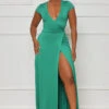 Perfectly Polished Maxi Wrap Dress (Green)