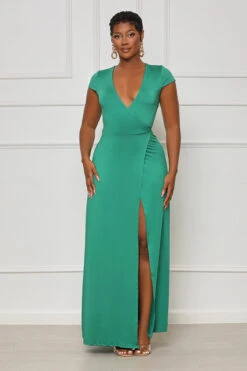 Perfectly Polished Maxi Wrap Dress (Green) -Lilly's Kloset lilly8 2 2353650 Copy
