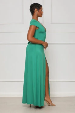 Perfectly Polished Maxi Wrap Dress (Green) -Lilly's Kloset lilly8 2 2353655
