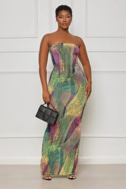 Like Usual Tube Maxi Dress (Green Multi) -Lilly's Kloset lilly8 2 2353840