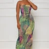 Like Usual Tube Maxi Dress (Green Multi)