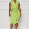 Totally Taken Ruched Midi Dress (Green)