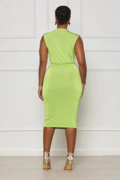 Totally Taken Ruched Midi Dress (Green) -Lilly's Kloset lilly8 2 2354613