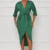 Feel My Vibe Plunge Midi Dress (Green)