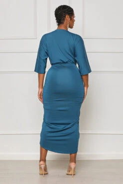 Feel My Vibe Plunge Midi Dress (Blue) -Lilly's Kloset lilly8 2 2354726