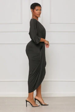 Feel My Vibe Plunge Midi Dress (Black) -Lilly's Kloset lilly8 2 2354751