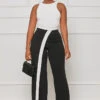 True To You Stripped Pants (Black Multi)