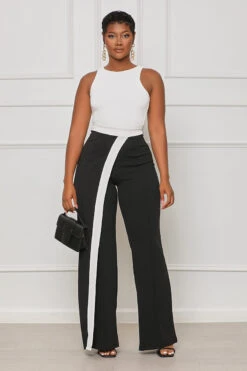 True To You Stripped Pants (Black Multi)