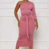 More To Desire One Shoulder Midi Dress (Mauve)