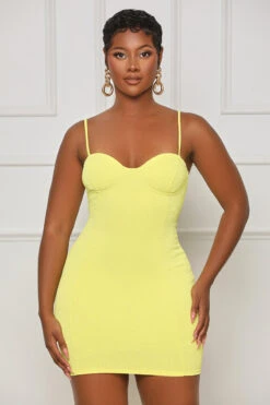 Closet Staple Sweetheart Mini Dress (Yellow)