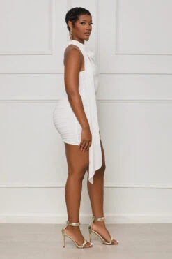 Secret Rose Ruched Mini Dress (White) -Lilly's Kloset lilly8 2 2355664