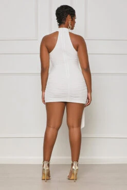 Secret Rose Ruched Mini Dress (White) -Lilly's Kloset lilly8 2 2355671