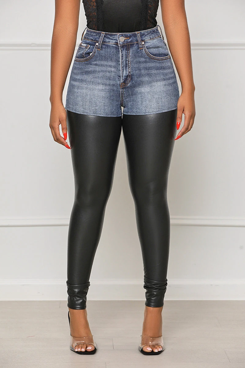 Gemini Faux Leather Harley Denim- FINAL SALE 2 Gemini Faux Leather Harley Denim- FINAL SALE - Image 2