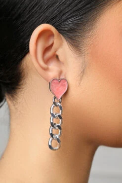 Heart Shaped Chain Drop Earrings