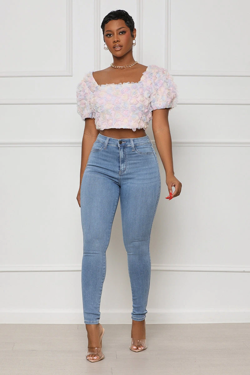 Blooming Embroidered Crop Top (Purple Multi)- FINAL SALE 2 Blooming Embroidered Crop Top (Purple Multi)- FINAL SALE - Image 2