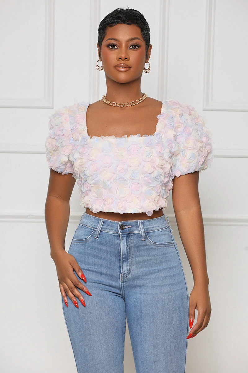 Blooming Embroidered Crop Top (Purple Multi)- FINAL SALE 1 Blooming Embroidered Crop Top (Purple Multi)- FINAL SALE