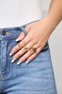 Gold & Brown Ring Set