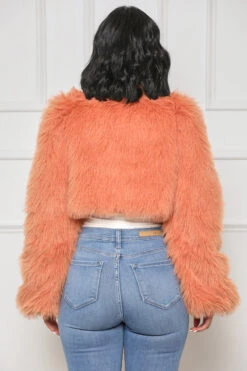 Fuzzy Embers Faux Fur Crop Jacket (Peach)- FINAL SALE -Lilly's Kloset lillys10 6 228149