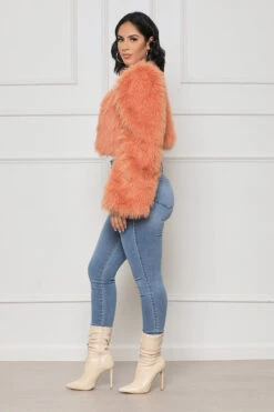 Fuzzy Embers Faux Fur Crop Jacket (Peach)- FINAL SALE -Lilly's Kloset lillys10 6 228185