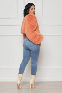 Fuzzy Embers Faux Fur Crop Jacket (Peach)- FINAL SALE -Lilly's Kloset lillys10 6 228193