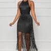 Best Behavior Fringe Bandage Dress (Black)- FINAL SALE