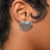 Silver Heart Studs