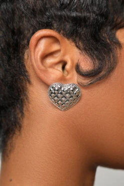 Silver Heart Studs