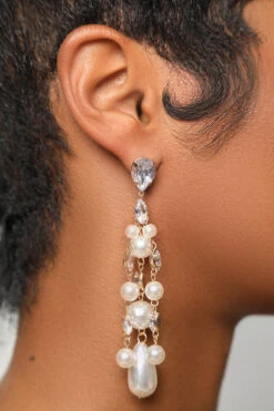 Pearl Diamond Drop Earrings
