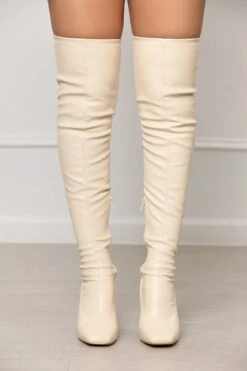 Icon Faux Leather Thigh High Boots (Ivory)- FINAL SALE -Lilly's Kloset lillys12 20 221893