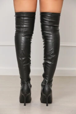 Icon Faux Leather Thigh High Boots (Black)- FINAL SALE -Lilly's Kloset lillys12 20 221922