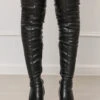 Clover Peep Toe Thigh High Boots (Black)- FINAL SALE