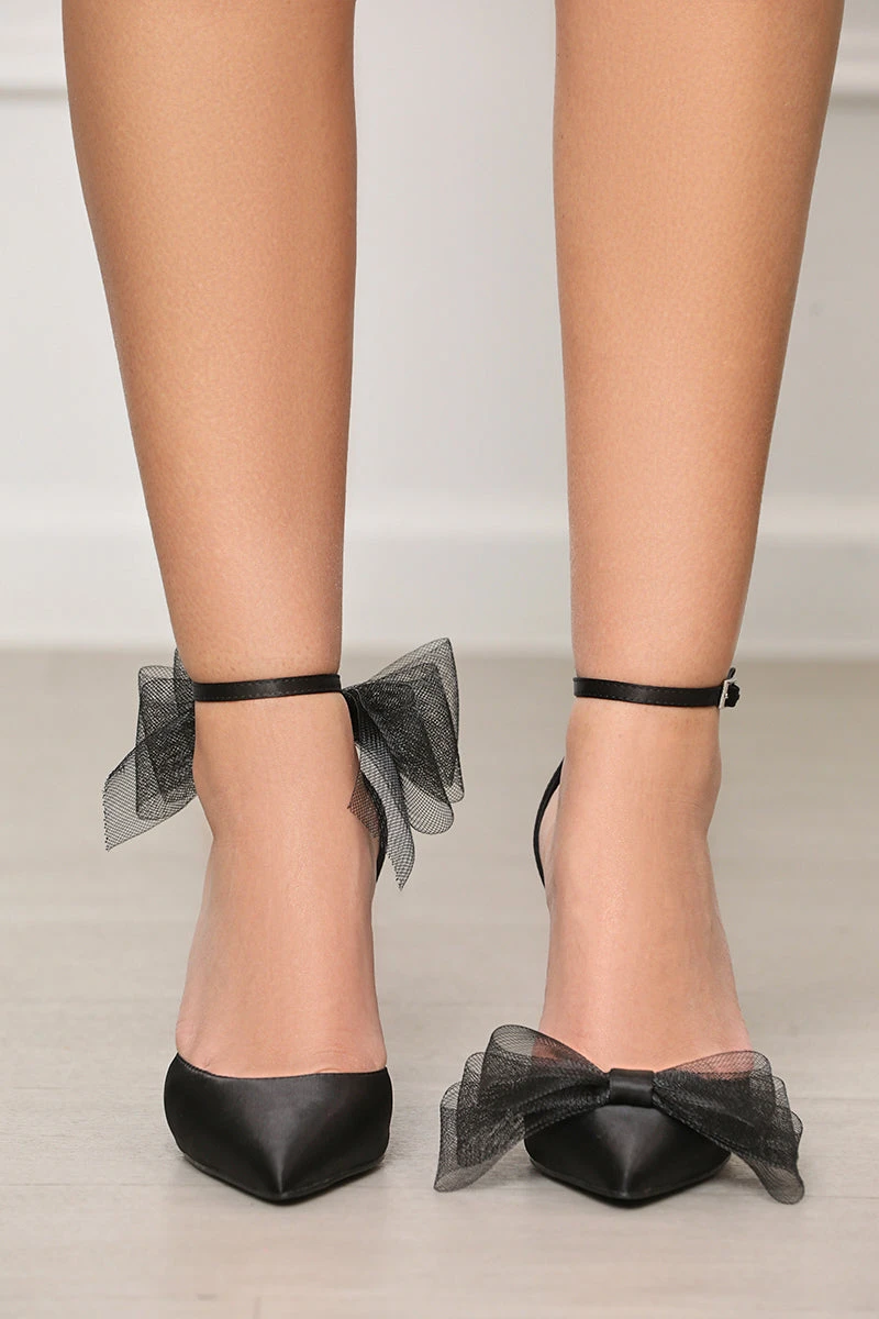 Sweetie Mesh Bow Pumps (Black) 4 Sweetie Mesh Bow Pumps (Black) - Image 4