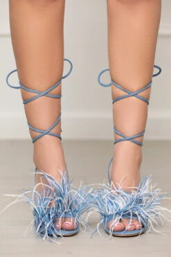 Indiana Feathered Lace Up Heels (Blue) -Lilly's Kloset lillys12 27 223026