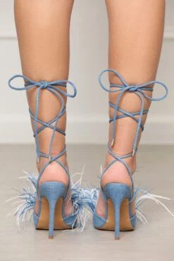 Indiana Feathered Lace Up Heels (Blue) -Lilly's Kloset lillys12 27 223035